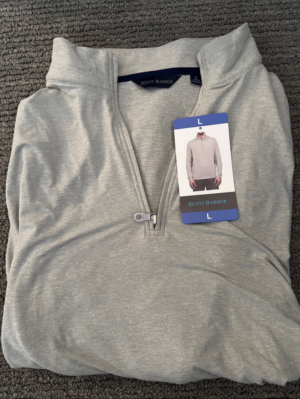 Scott Barber Men’s Light Gray Half-Zip Sweater - L